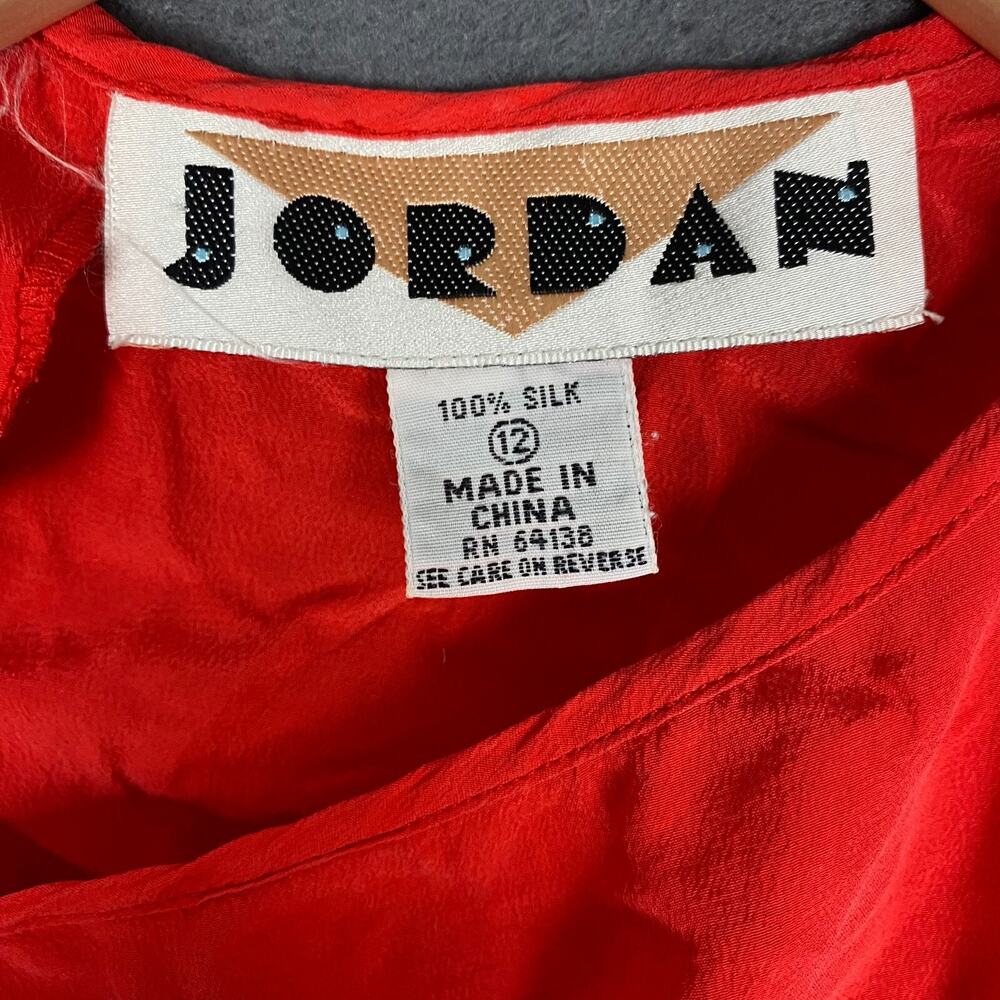 Jordan Top Womens 12 Red 100% Silk Sleeveless Blouse Coastal Core Vintage Preppy - Picture 9 of 12